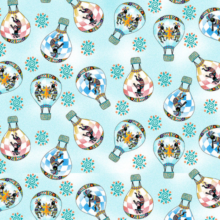 Blank Quilting Kokopelli Serenade Tossed Hot Air Balloons Blue Fabric By The Yard Blank Quilting Kokopelli Serenade Tossed Hot Air Balloons Blue Fabric By The Yard