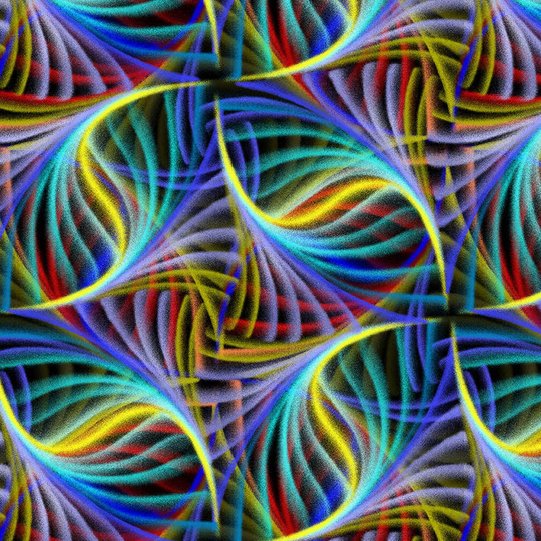 StudioE Fractal Flowers Whirling Striations Indigo Cotton Fabric By The Yard