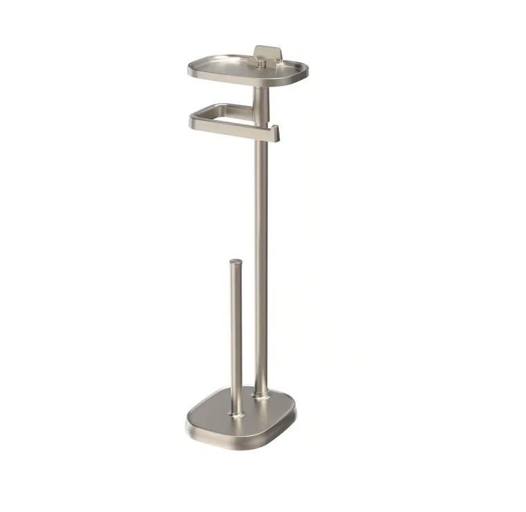 Delta 46609-FN Freestanding Toilet Paper Holder w/ Shelf and Reserve Flat Nickel Finish