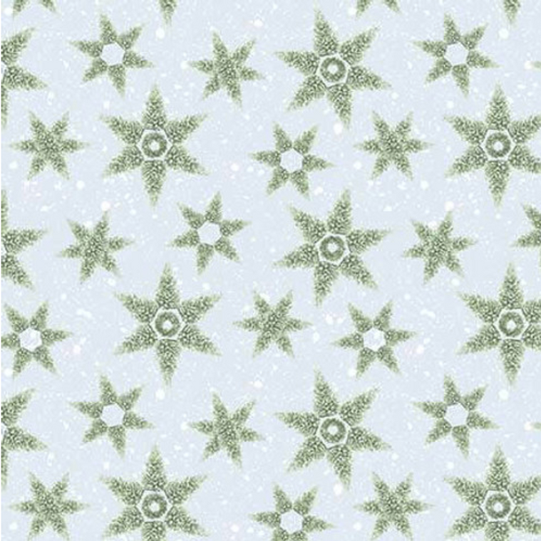 Henry Glass Holiday Spirit Tree Snowflake Lt Blue Cotton Fabric By The Yard