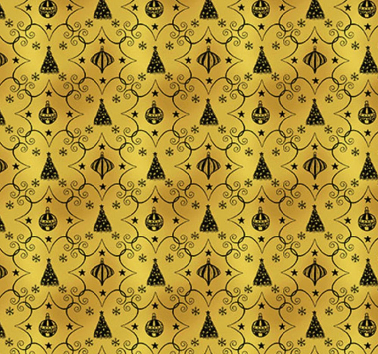 Henry Glass All Spruced! Ditsy Trees w Ornaments Gold Cotton Fabric By The Yard Henry Glass All Spruced! Ditsy Trees w Ornaments Gold Cotton Fabric By The Yard