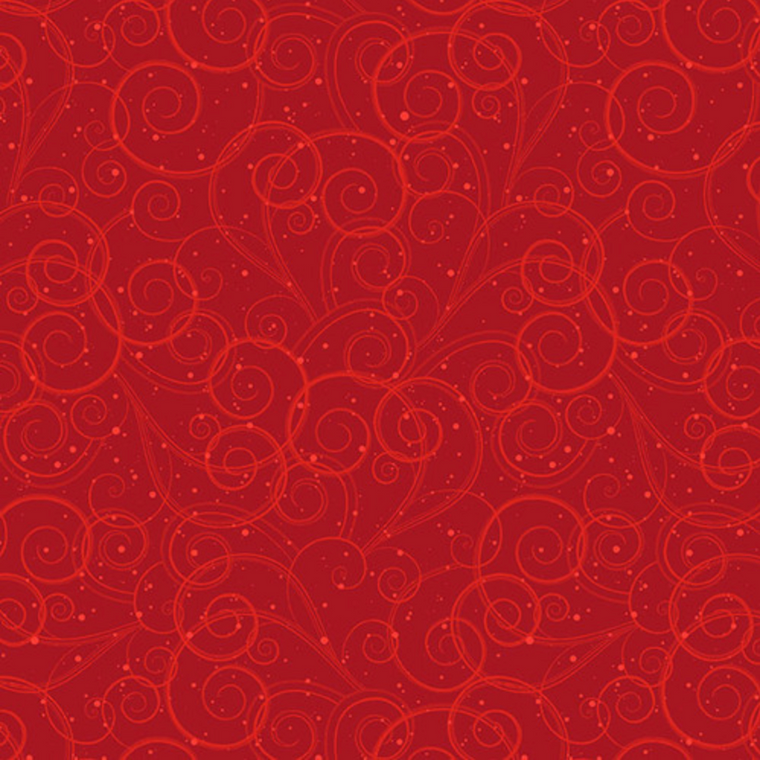 Blank Quilting It's Snow Wonder Swirls w Dots Red Cotton Fabric By The Yard
