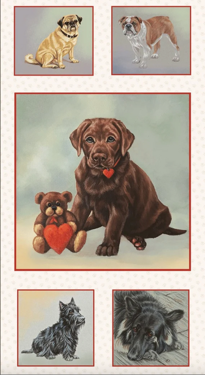 Studio E Off the Leash 24" Dog Panel Cotton Fabric By The Panel