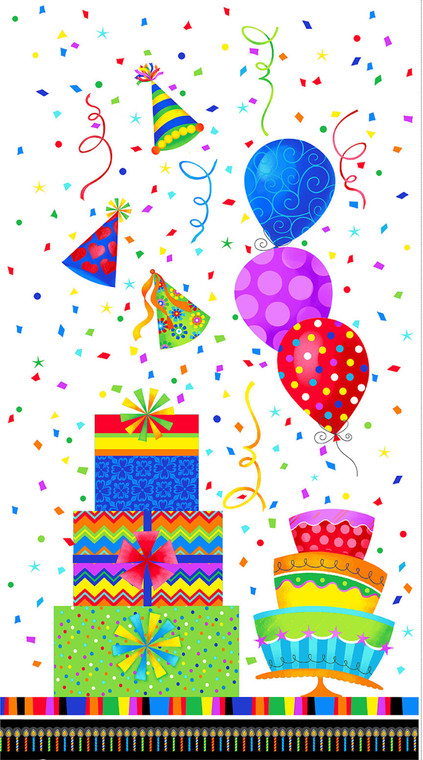 Studio E Party Time 24" Panel Cotton Fabric by The Panel Studio E Party Time 24" Panel Cotton Fabric by The Panel