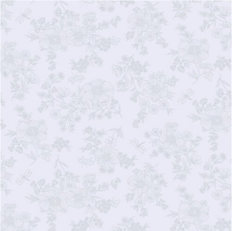 Studio E Cream & Sugar X Detailed Floral Gray Cotton Fabric By Yard