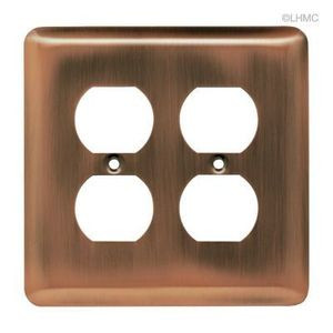 Stamped Ant Copper Double Duplex Outlet Switch Cover