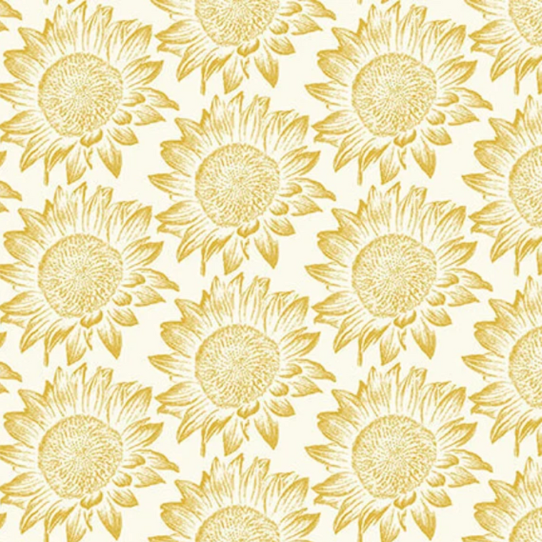 Studio E Simply Gold Set Sunflower Gold Metallic Cotton Fabric by The Yard