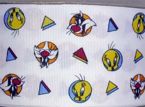 Looney Tunes Sylvester & Tweety Fabric Grosgrain Ribbon 10 Yds 2 1/4" Wide