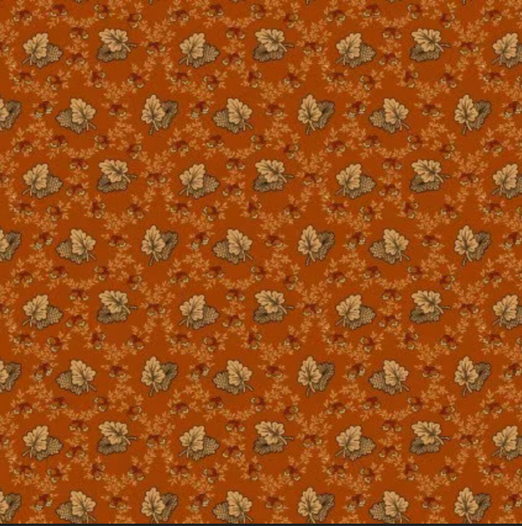 Henry Glass Autumn Spice Acorns & Oak Leaves Pumpkin Cotton Fabric By The Yard