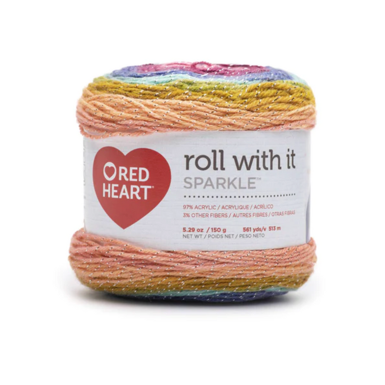 Red Heart Roll With It Sparkle Cactus Flower Knitting & Crochet Yarn Red Heart Roll With It Sparkle Cactus Flower Knitting & Crochet Yarn