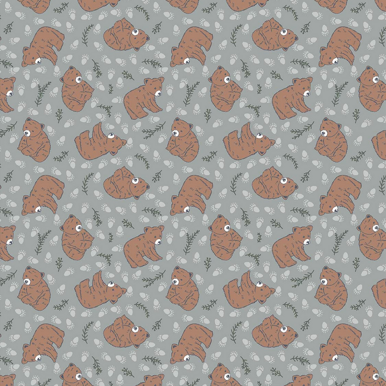 Studio E Find Your Path Tossed Bears Green Cotton Fabric By Yard