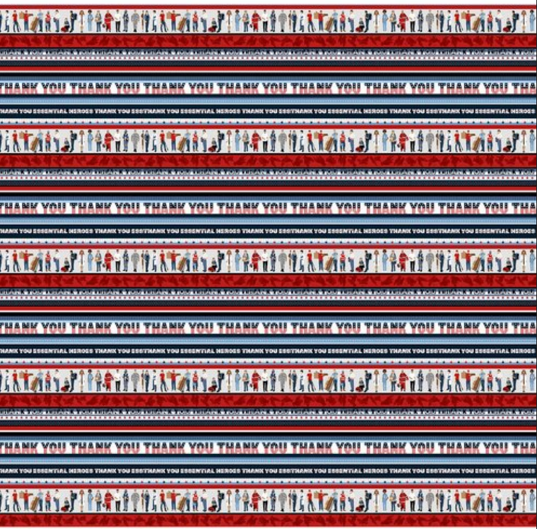 Studio e Essential Heroes Thank You Stripe Multi Cotton Fabric By The Yard Studio e Essential Heroes Thank You Stripe Multi Cotton Fabric By The Yard