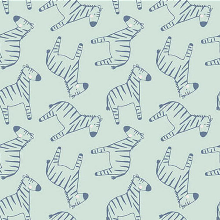 Studio e Safari Sunrise Zebra Aqua Cotton Fabric By The Yard
