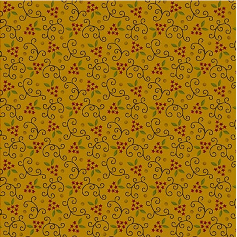 Henry Glass Scraps Of Kindness Starry Vines Mustard Cotton Fabric By The Yard Henry Glass Scraps Of Kindness Starry Vines Mustard Cotton Fabric By The Yard