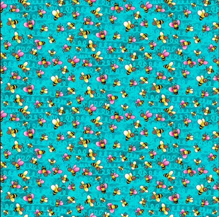 Blank Quilting Pixie Patch Bees Turquoise Cotton Fabric By The Yard