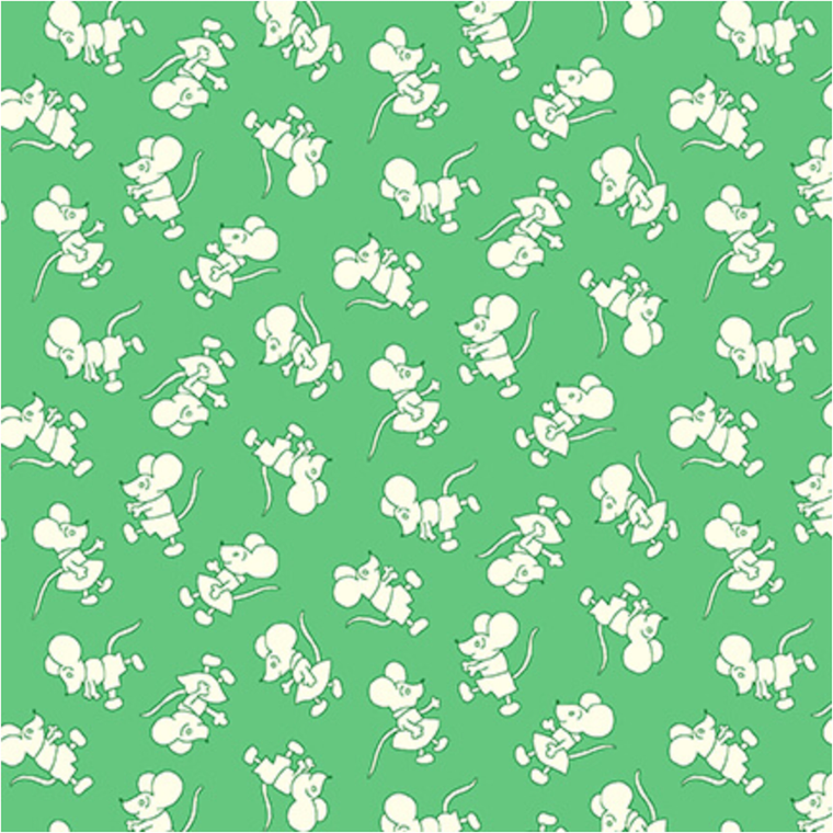 Henry Glass Nana Mae V Tiny Mice Green Cotton Fabric By The Yard