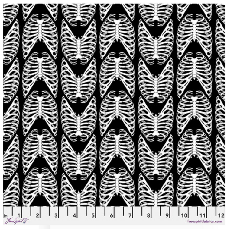 Free Spirit Rachel Hauer Scaredy Cat Rib Bones Black Cotton Fabric By Yard Free Spirit Rachel Hauer Scaredy Cat Rib Bones Black Cotton Fabric By Yard
