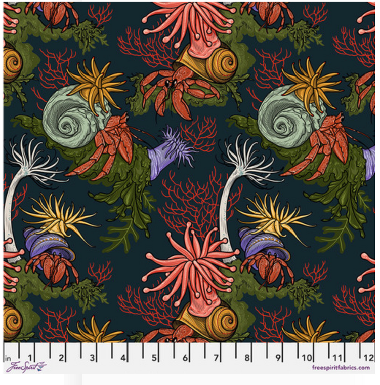Free Spirit Rachel Hauer Mariana Hermit Crab Hideaway Multi Cotton Fabric By Yard Free Spirit Rachel Hauer Mariana Hermit Crab Hideaway Multi Cotton Fabric By Yard