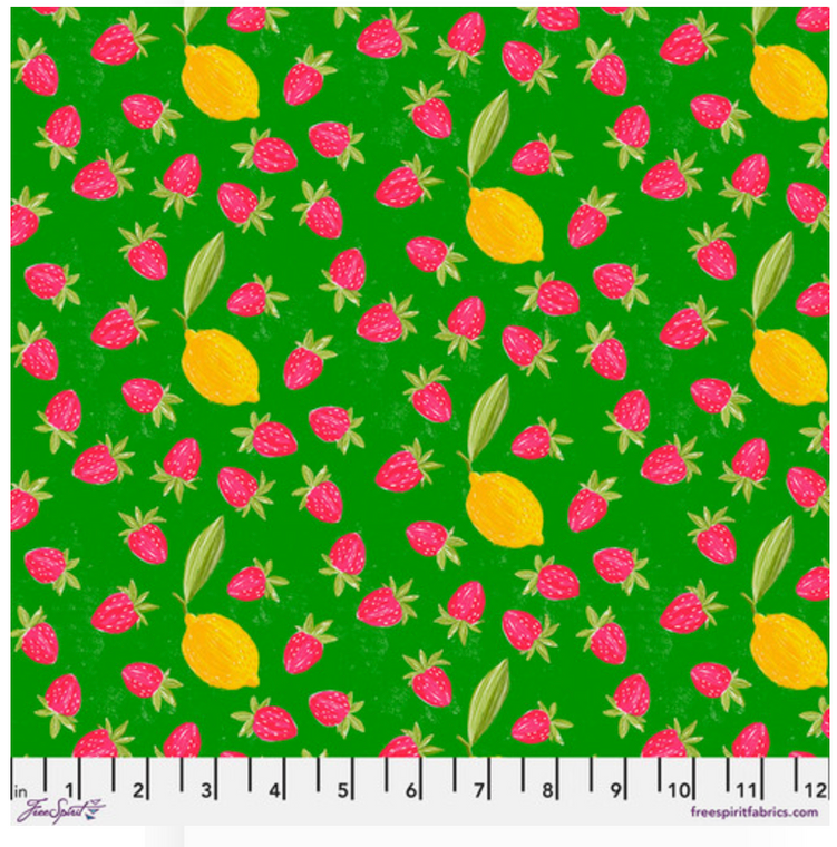 Free Spirit Cori Dantini Summer Love Strawberry Lemondade Green Cotton Fabric By The Yard Free Spirit Cori Dantini Summer Love Strawberry Lemondade Green Cotton Fabric By The Yard