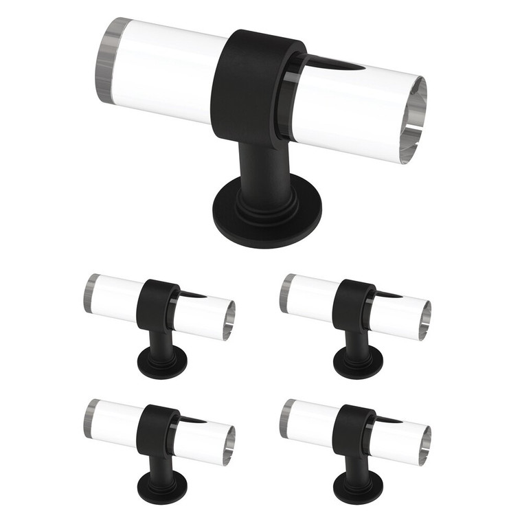 Franklin Brass P46159-BCL 2" Francisco Cabinet Knob Clear & Matte Black 5 Pack