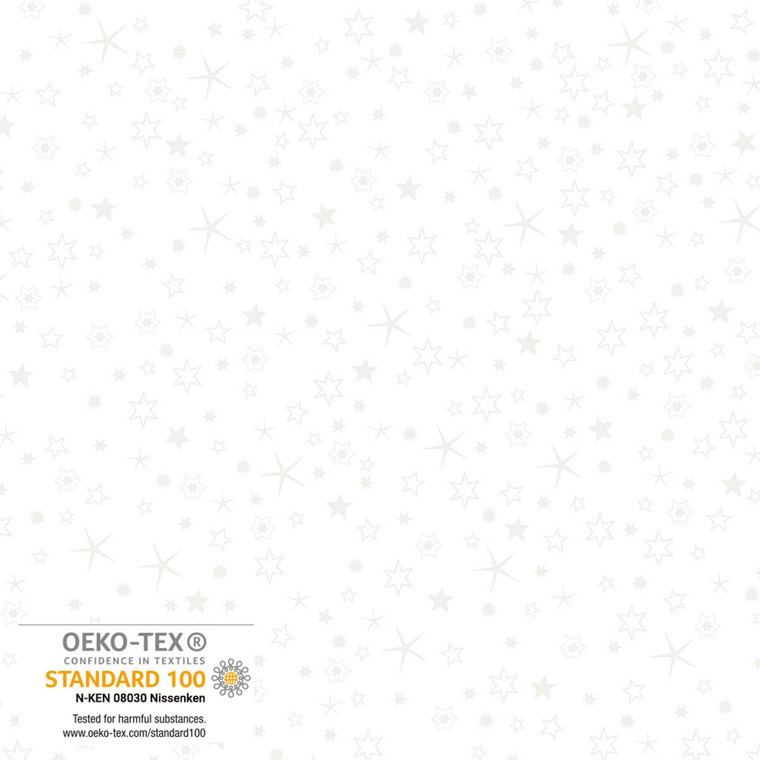 Stof We Love Christmas Stars White Pearl Cotton Quilting Fabric By The Yard