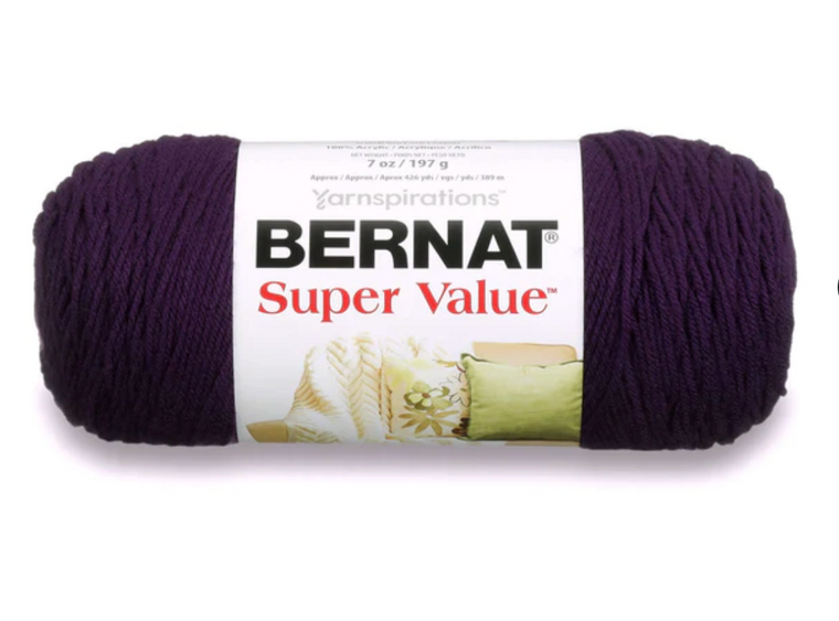 Bernat Super Value Damson 7 oz Acrylic Knitting & Crochet Yarn