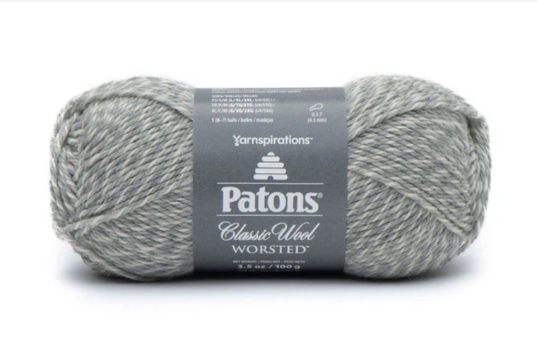 Patons Classic Wool Worsted Lt Gray Marl 100g Knitting & Crochet Yarn
