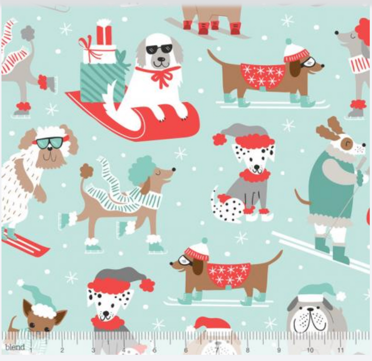 Blend Textiles Maude Asbury Snowlandia Dogs Aqua Cotton Fabric By Yd Blend Textiles Maude Asbury Snowlandia Dogs Aqua Cotton Fabric By Yd