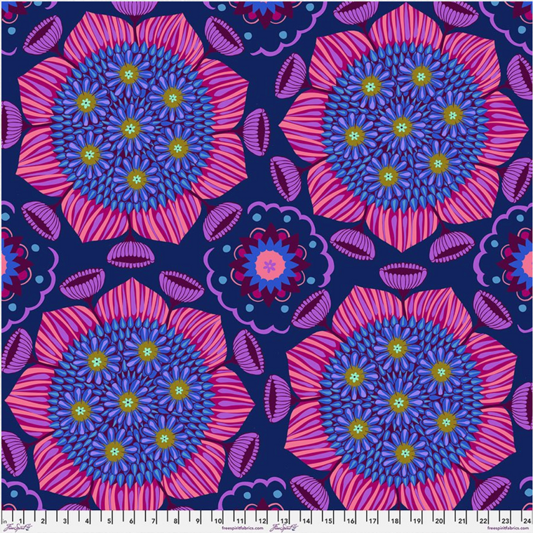 Free Spirit Anna Maria Horner Brave Surprise Navy 108" Quilt Backing Fabric By The Yard