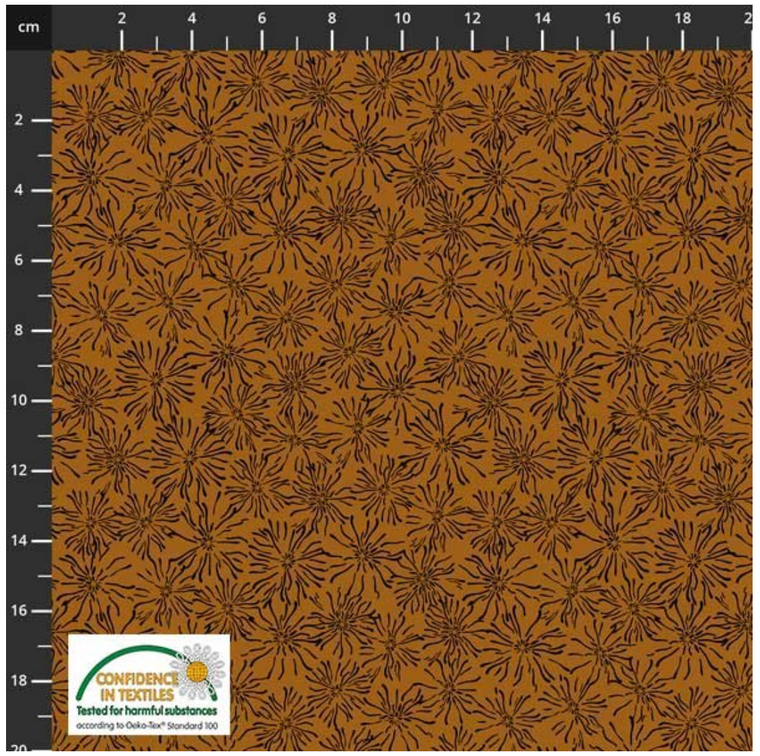 Stof European Flower Sketches Dandelion Gold Quilting Cotton Fabric By The Yard