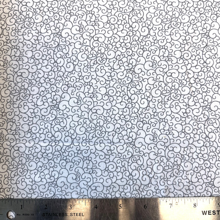 Polka Dot Collection Swirls White & Black Cotton Fabric By The Yard