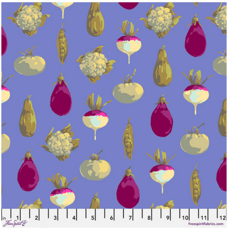 Free Spirit Martha Negley Garden Veggie Dot Blue Cotton Fabric By Yard Free Spirit Martha Negley Garden Veggie Dot Blue Cotton Fabric By Yard