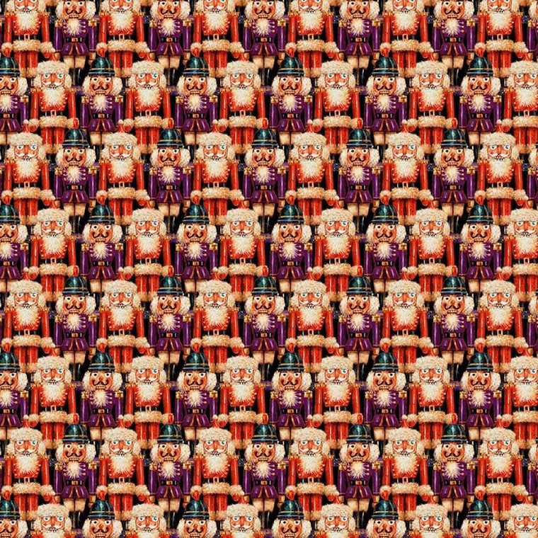 Henry Glass Old Saint Nick Nutcracker Black Cotton Fabric By Yard