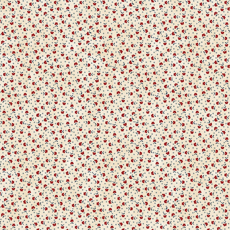 Henry Glass Gnome & Garden Spaced Ditzy Cream Red Cotton Fabric By The Yard Henry Glass Gnome & Garden Spaced Ditzy Cream Red Cotton Fabric By The Yard