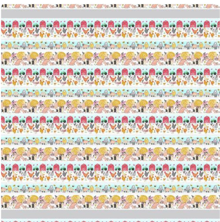 Henry Glass Hay Day Border Stripe Blue Cotton Fabric By The Yard