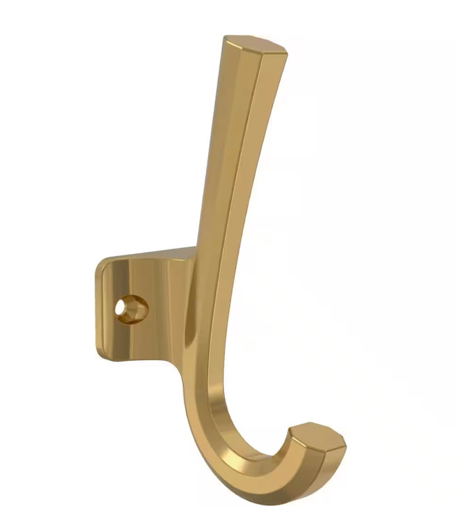 Franklin Brass B42541C-117 Carved J 5" Coat Hook Modern Gold Finish