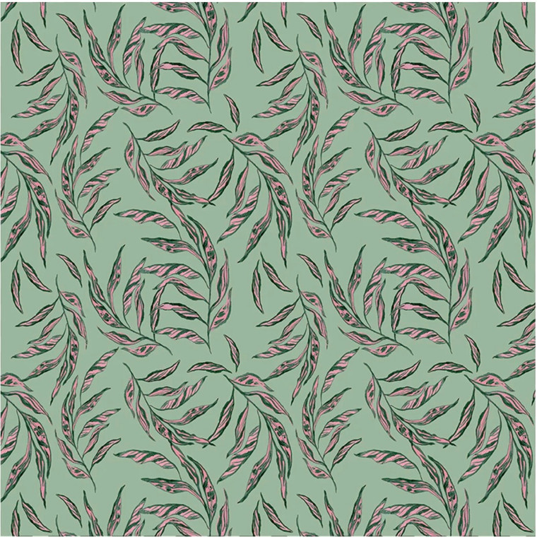Paintbrush Studios Urban Jungle Exotic Mint Cotton Fabric By The Yard