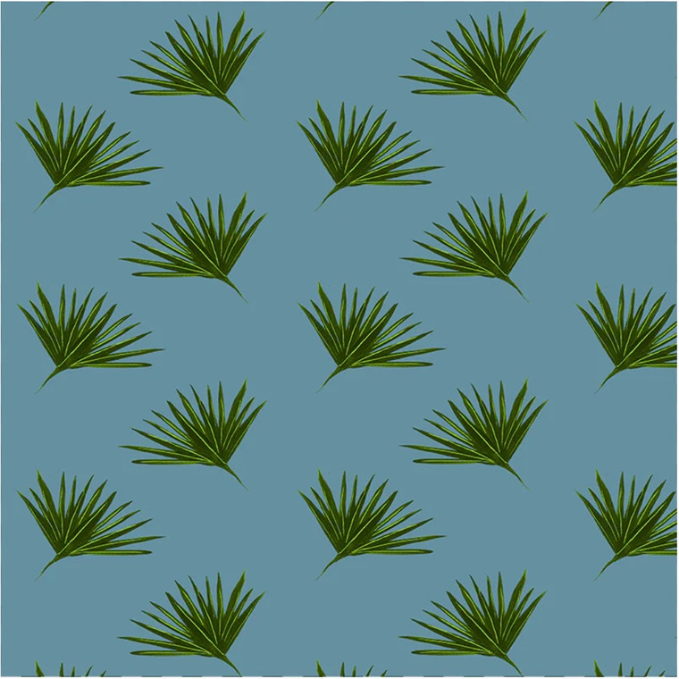 Paintbrush Studios Urban Jungle Exotic Palm Blue Cotton Fabric By The Yard