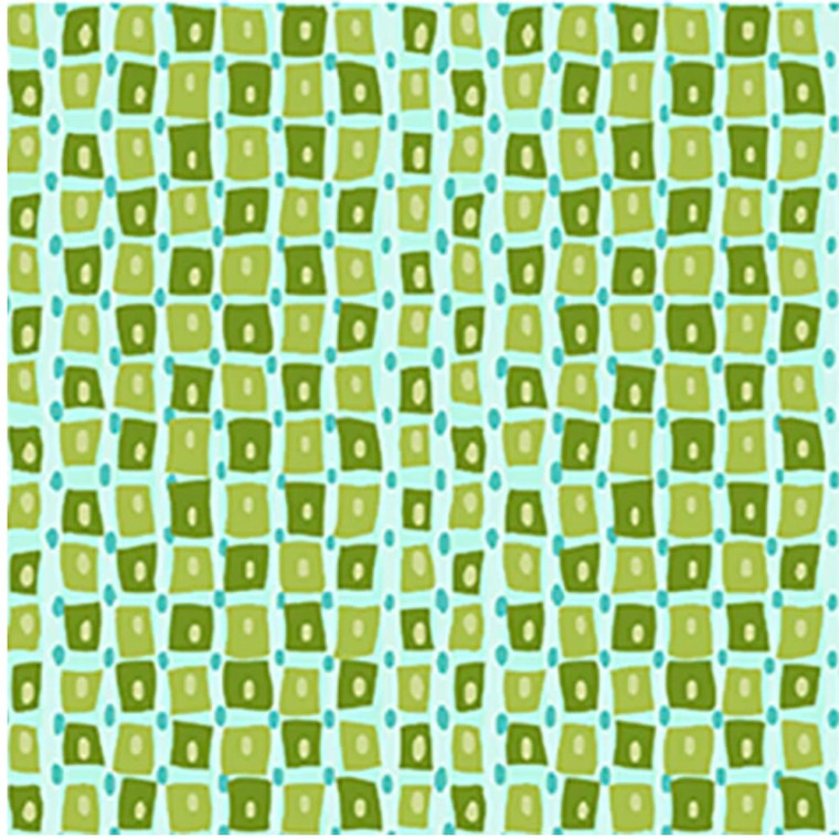 Paintbrush Studios Dianthus Tiny Square Stripe Blue/Green Cotton Fabric By The Yard