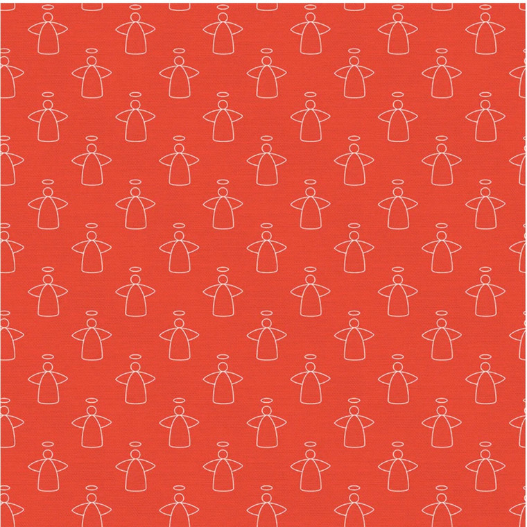 Paintbrush Studios Scandanavian Christmas Light Angels Red Cotton Fabric By The Yard