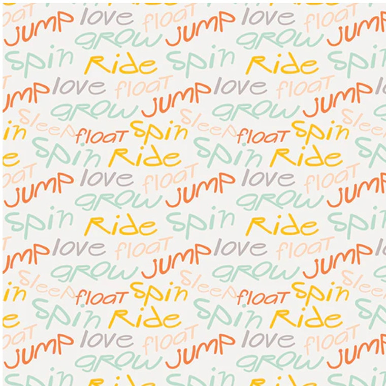 Paintbrush Studios Jump, Ride, Spin Dog Words Ecru Cotton Fabric By The Yard
