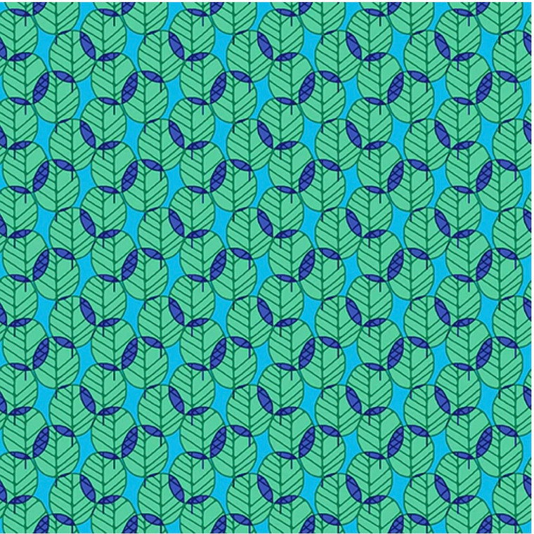 Paintbrush Studios Otter Romp Fan Leaves Blue Cotton Fabric By The Yard