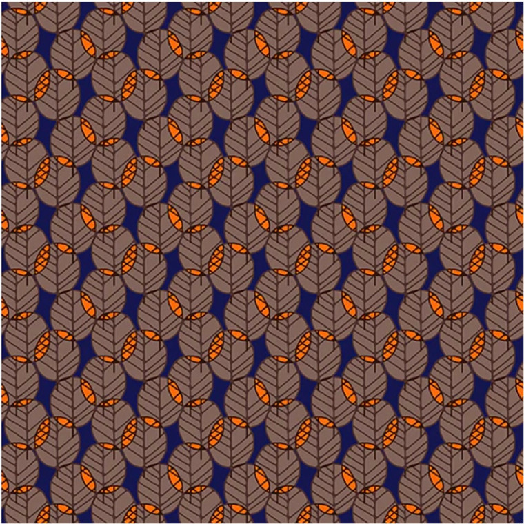 Paintbrush Studios Otter Romp Fan Leaves Navy Cotton Fabric By The Yard