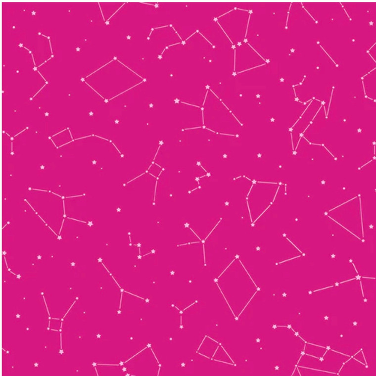Paintbrush Studios Otter Romp Constellation Pink Cotton Fabric By The Yard