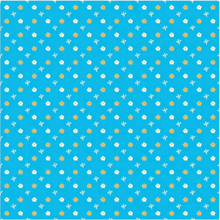 Paintbrush Studios Otter Romp Tiny Flowers Blue Cotton Fabric By The Yard