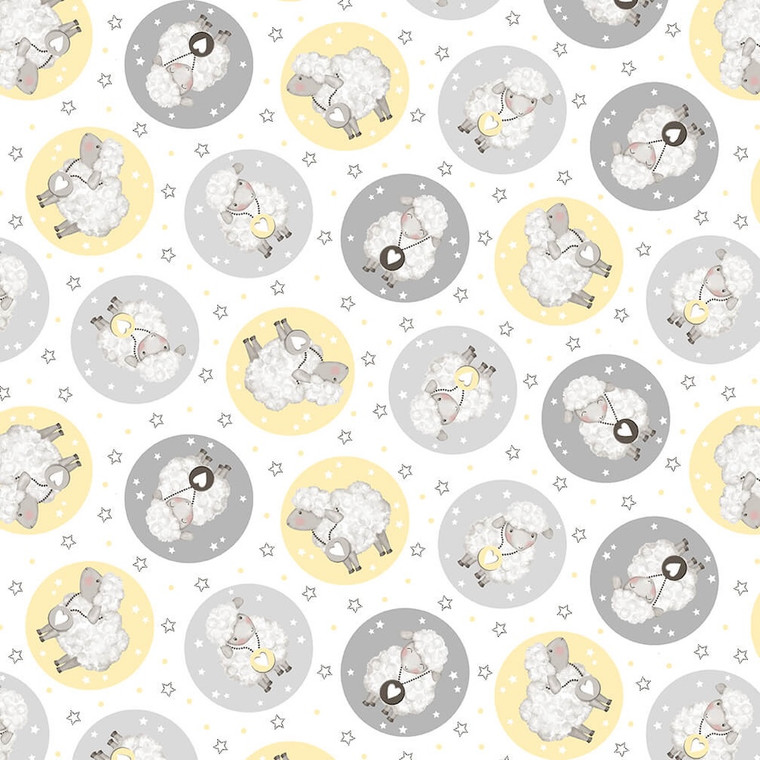 Studio E Sweet Dreams Little Lamb White Cotton Fabric by The Yard