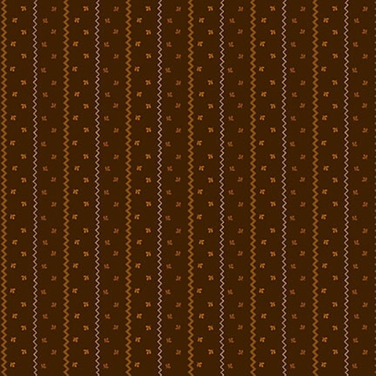 Henry Glass Scraps Of Kindness Sprigged Stripe Chocolate Cotton Fabric By The Yard