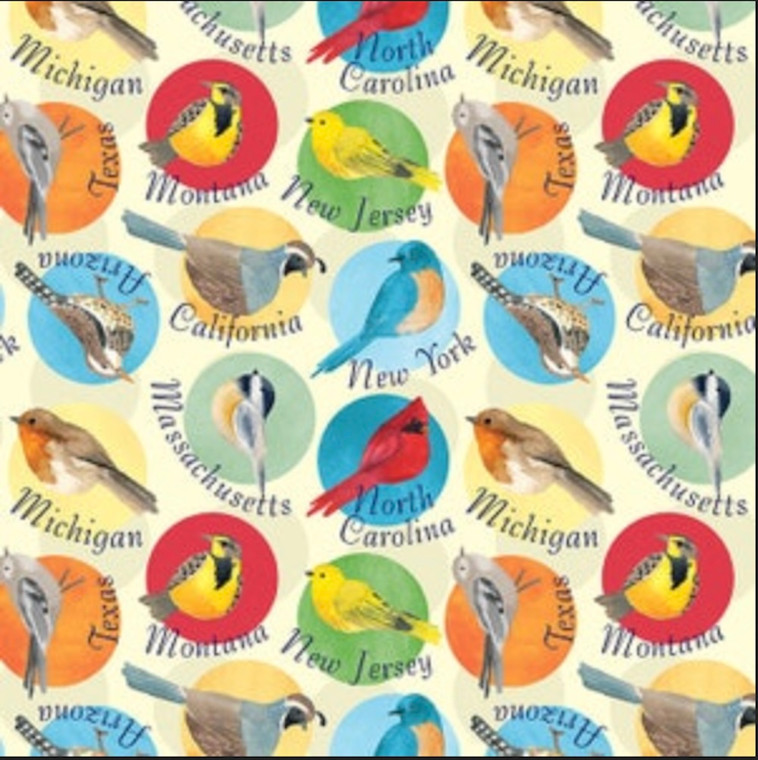 Blank Quilting Stateside State Birds Yellow Cotton Fabric By The Yard Blank Quilting Stateside State Birds Yellow Cotton Fabric By The Yard