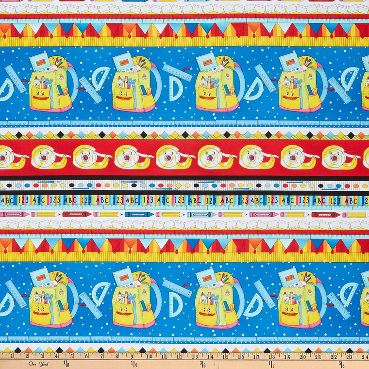 Studio E It's Elementary Border Stripe Multi Cotton Fabric By The Yard Studio E It's Elementary Border Stripe Multi Cotton Fabric By The Yard