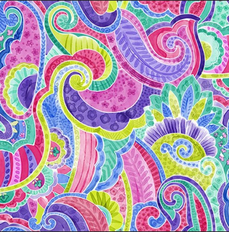 Blank Quilting Anisa Paisley Pink Cotton Fabric By The Yard